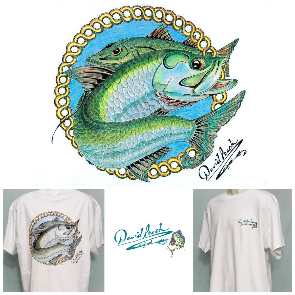 Fisherman's T-Shirt Gift 2 Snook Fish with Gold Chain Border Nautical Fishing